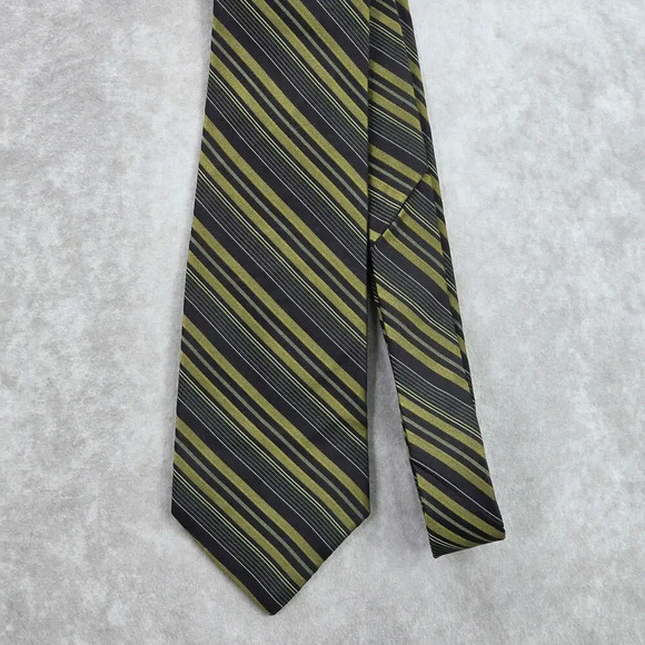 J. Ferrar USA Black Gold Striped Geometric Repp Executive Silk Neck Tie Men's - Picture 2 of 6